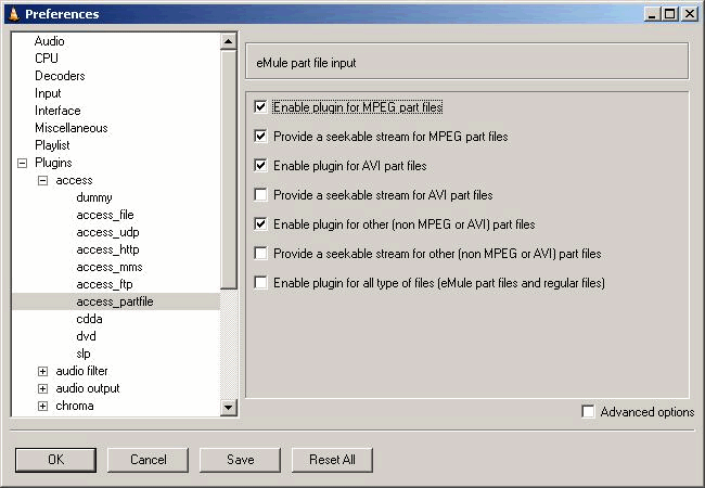 VideoLAN client - eMule �����ɮצs���~���Ҳճ]�w